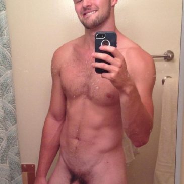 Nude male in shower long soft dick